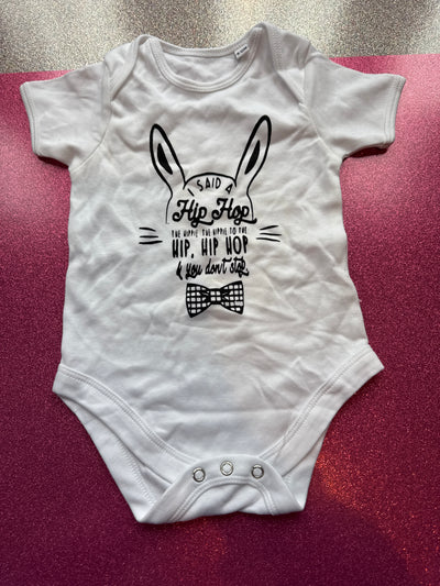 6/12 months hip hop bunny white vest