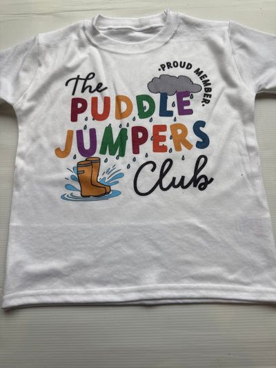 3/4 years PRE-MADE puddle jumpers white tee