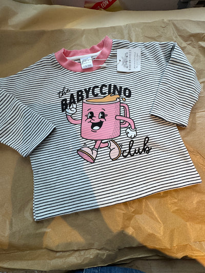 12/18 months- PRE-MADE - babyccino pink neck tee