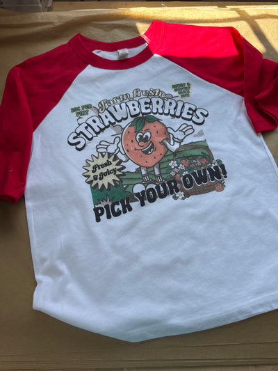 4/5 years- PRE-MADE farm fresh strawberries raglan