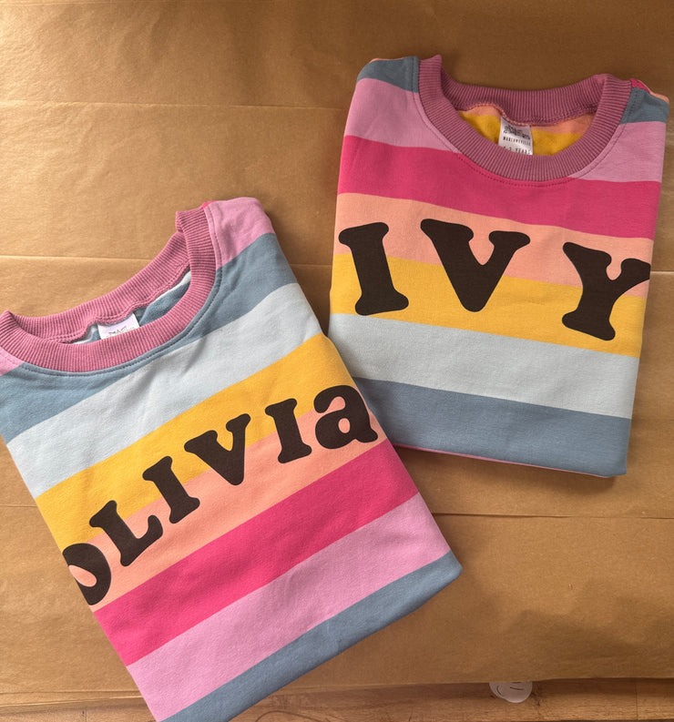 Pastel Arch Name Rainbow Kids Jumper