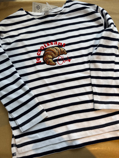 6/7 years PRE-MADE EMBROIDERY Breton croissant long sleeve s