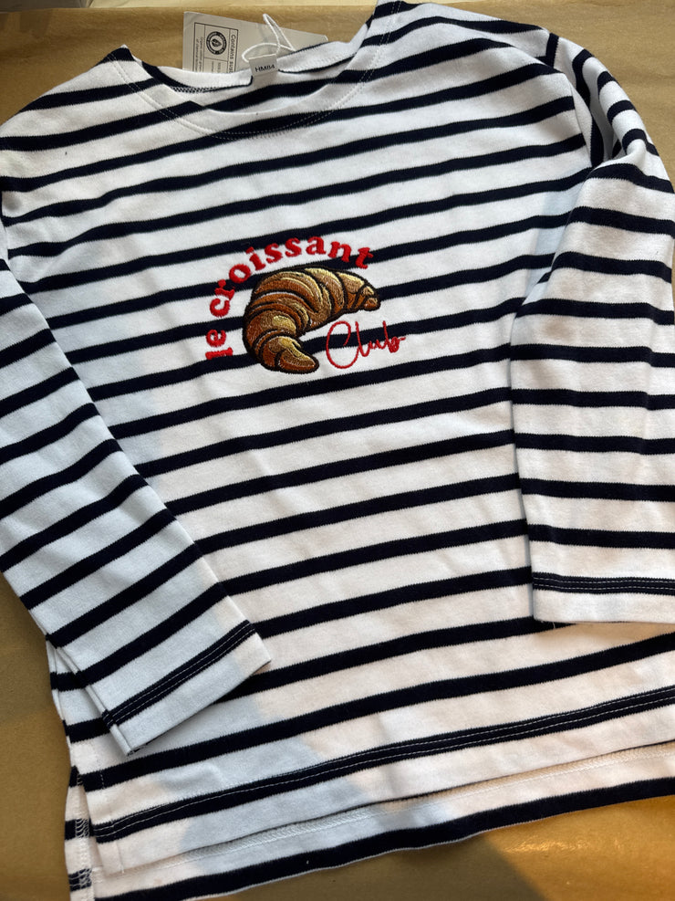 6/7 years PRE-MADE EMBROIDERY Breton croissant long sleeve s
