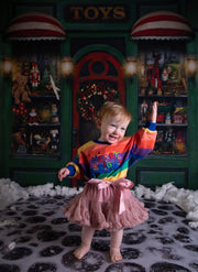Merry & bright embroidered Rainbow Kids Jumper