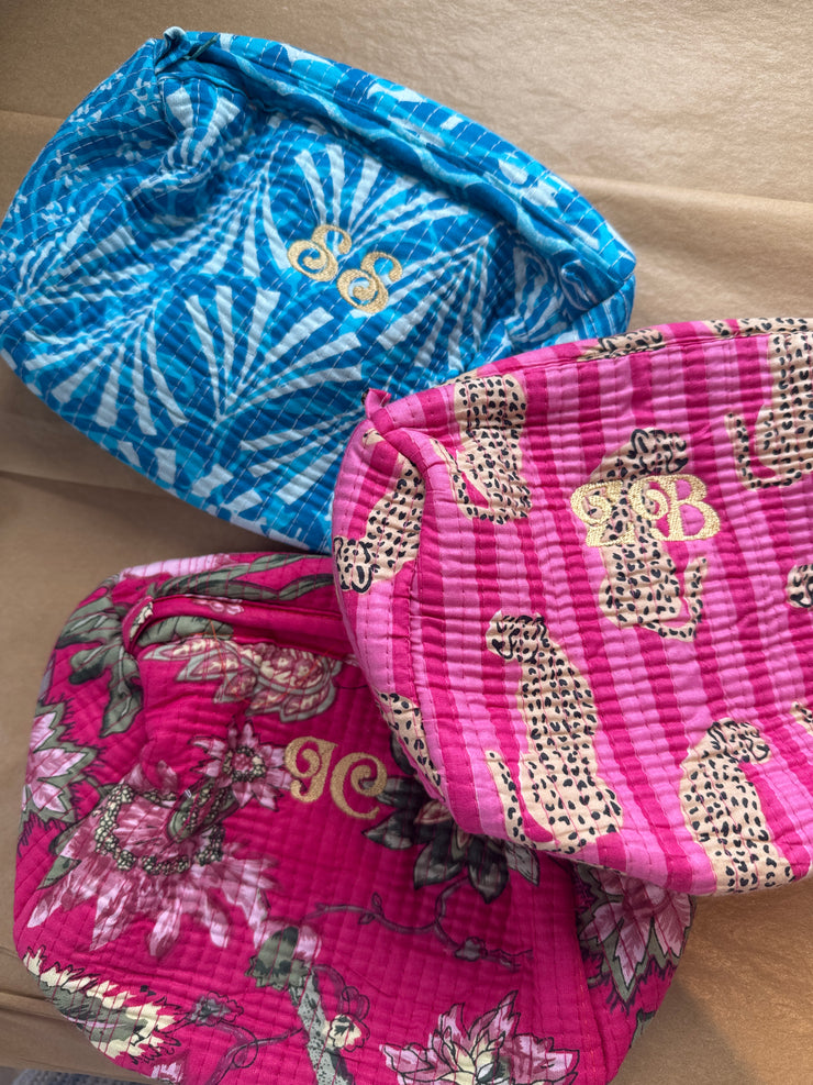 Quilted handmade cotton make up/ toiletry organiser bags
