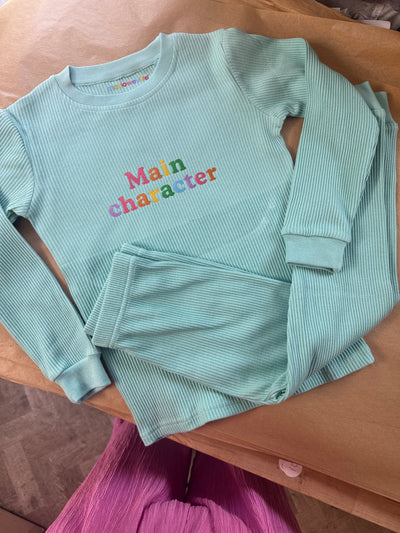5-6 years Aqua main character ribbed embroidered set