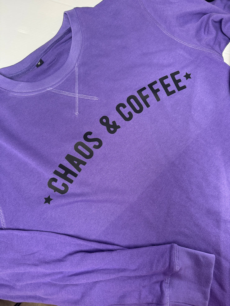 Medium (12-14) Chaos & coffee purple sweater