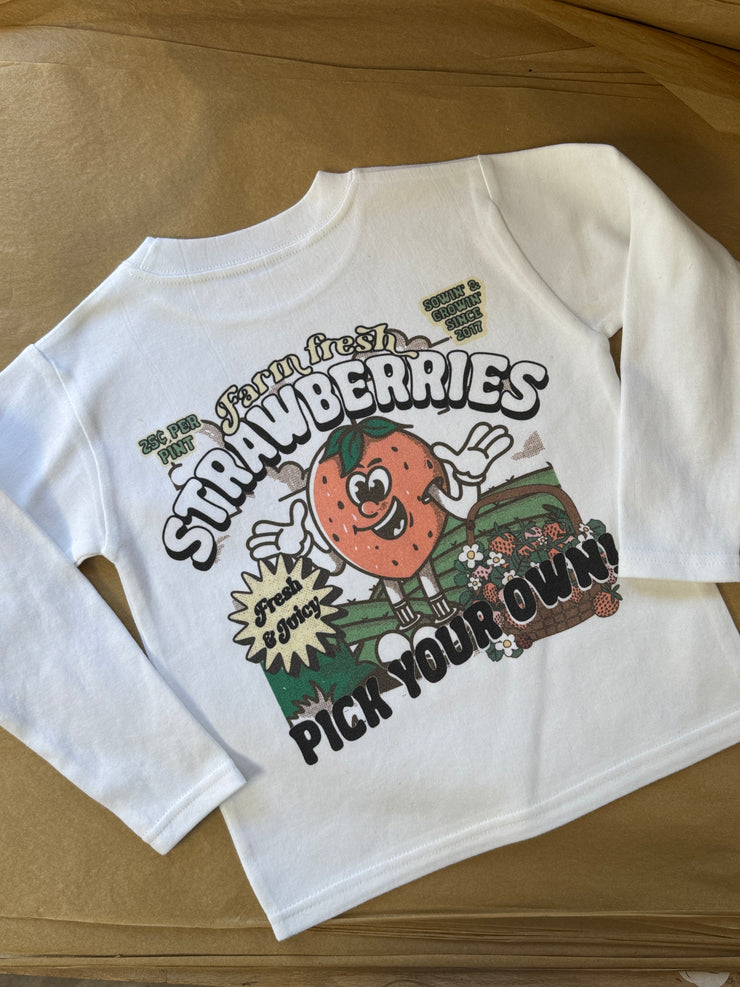 1-2 years white long sleeve strawberry tee