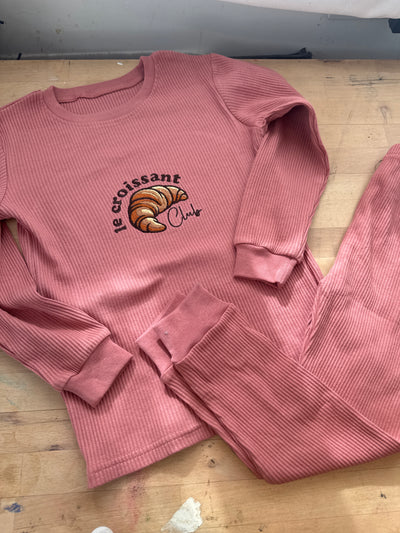 6/7 years PRE-MADE croissant ribbed lounge set