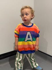 Pastel and bright initial applique rainbow jumper