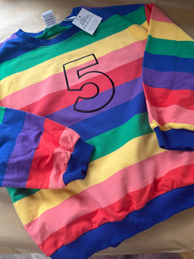 5/6 years MISFIT embroidered 5 rainbow jumper