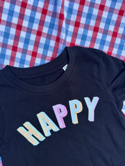 3-4 years happy black tee