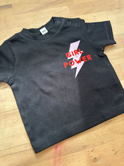 0/3 month PRE-MADE GIRL POWER black tee