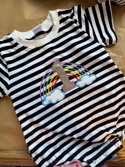 1-2 years 1 rainbow appliqué stripe Romper misfit