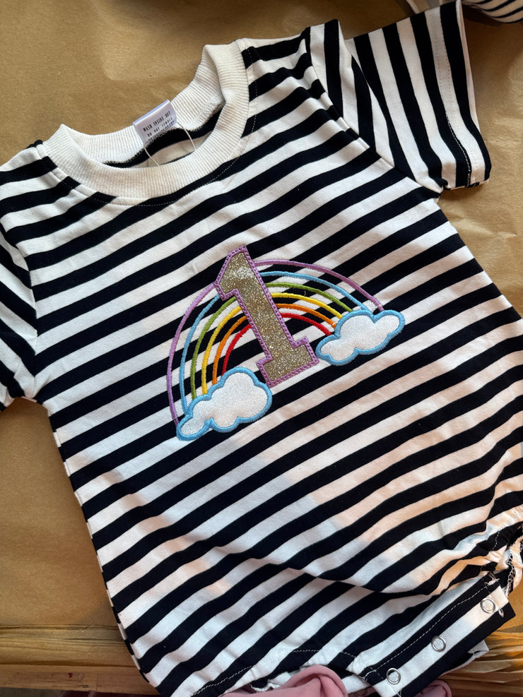 1-2 years 1 rainbow appliqué stripe Romper misfit