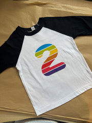 2-3 years black raglan 2 rainbow