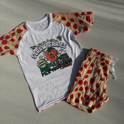 Strawberry raglan Short Set