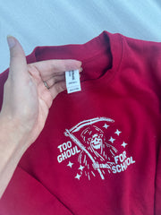 7-years Too ghoul for school red sweater