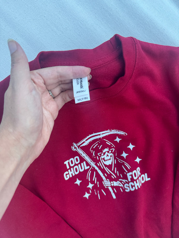 7-years Too ghoul for school red sweater