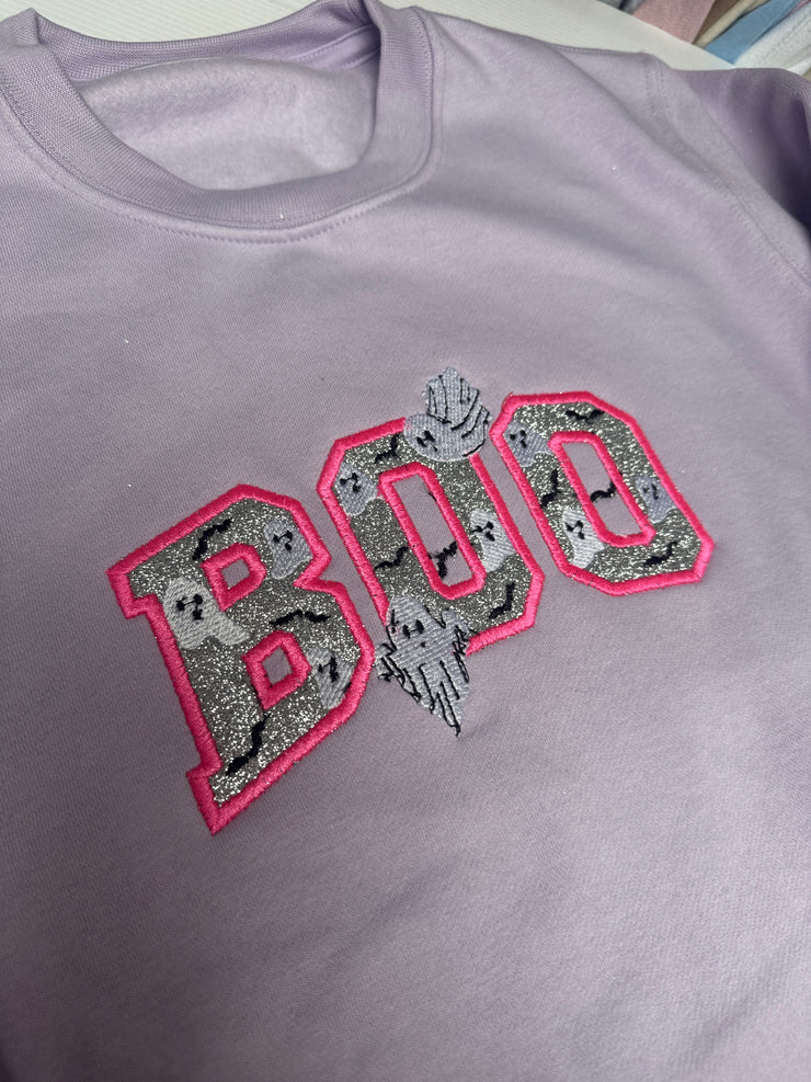7-8 years boo appliqué lilac sweater