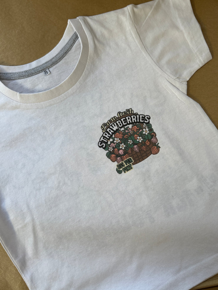 1-2 years white tee strawberry