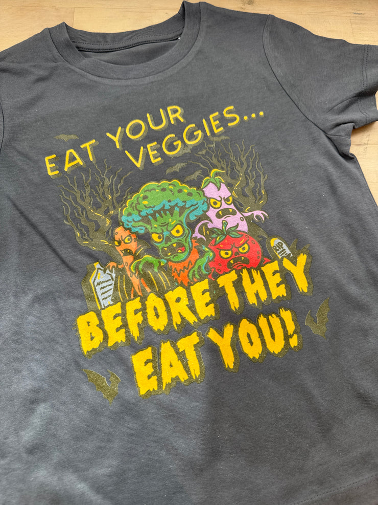5/6 years PRE-MADE zombie veggies anthracite tee