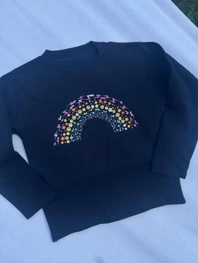 2-3 years Black long sleeve rainbow tee