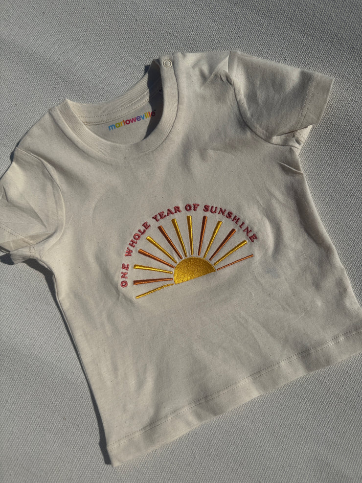 1st birthday sunshine t-shirt- (age) 1 whole year of sunshine