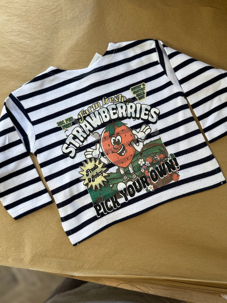 6-12 months strawberry (front & back printed) stripe Breton