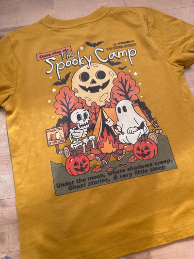 5/6 years PRE-MADE spooky camp ochre tee