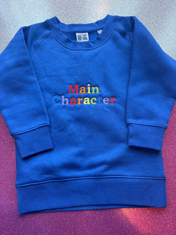 3/4 years main character embroidered blue sweater