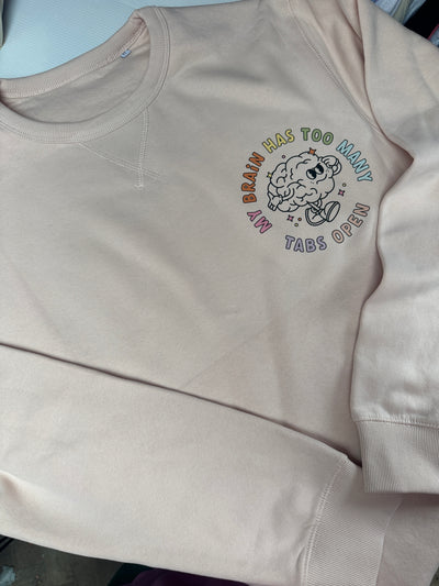 Light dusky pink adults XL (16/18) brain has too many tabs sweater