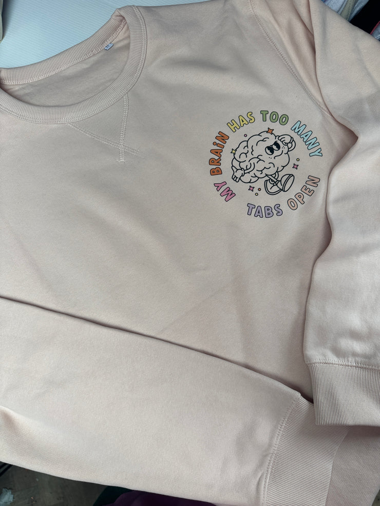 Light dusky pink adults XL (16/18) brain has too many tabs sweater