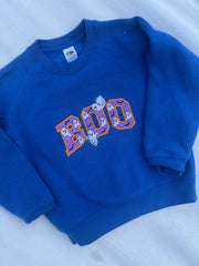 Embroidered glitter boo adult and kids sweater