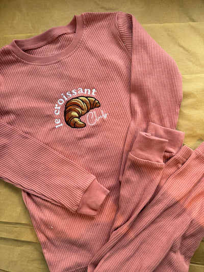 5-6 years pink crossaint club ribbed set