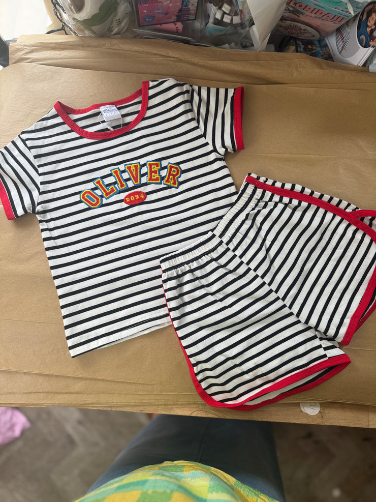 Varsity arch striped summer set Red and black