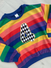 Pastel and bright birthday number applique rainbow jumper