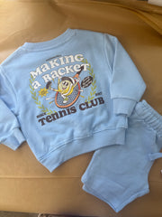 Making a racket sweatshirt and short set
