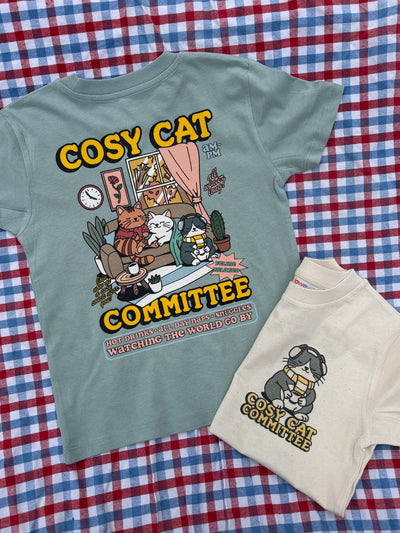 Cosy cat committee kids organic t-shirt