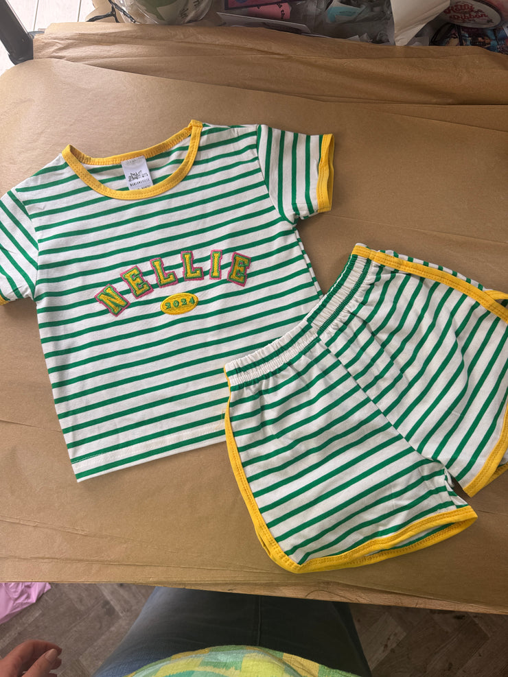 Varsity arch striped summer set yellow and green