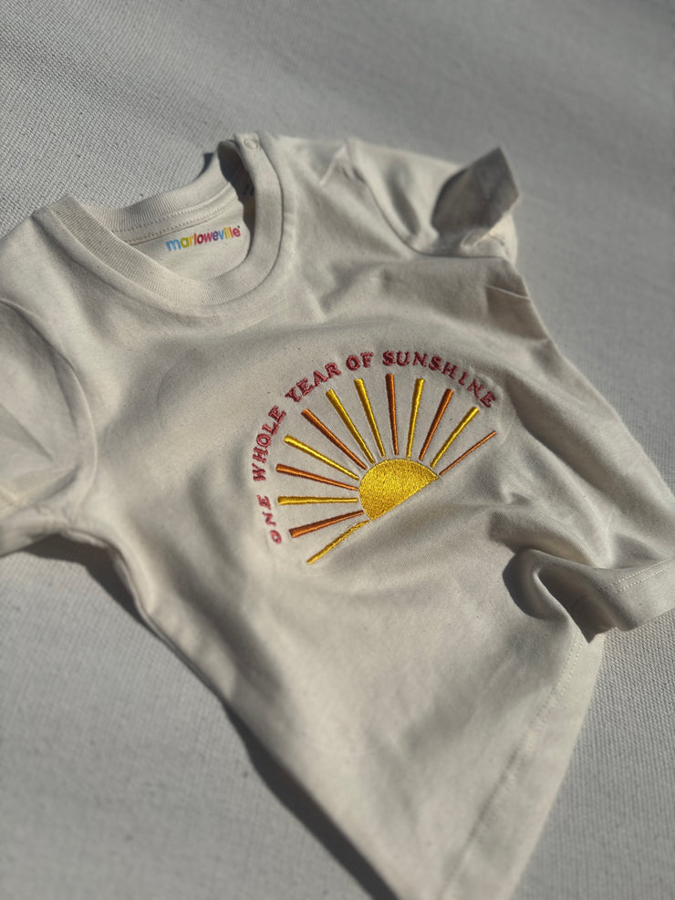 1st birthday sunshine t-shirt- (age) 1 whole year of sunshine