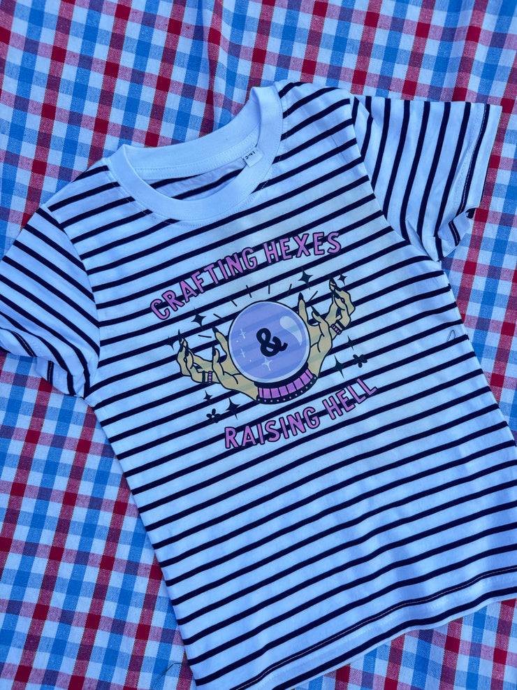 3-4 years halloween crafting hexes raising hell stripe tee misfit