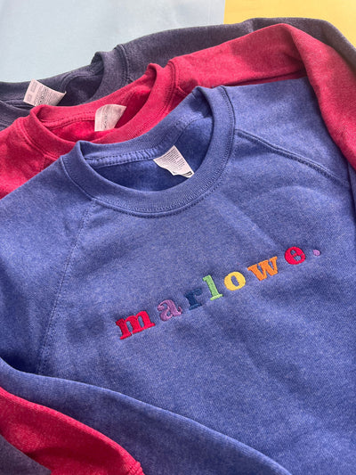 CLEARANCE Embroidered rainbow name