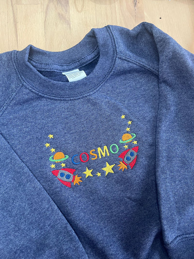 Embroidered personalised rainbow Rocket name