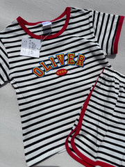 Varsity arch striped summer set Red and black