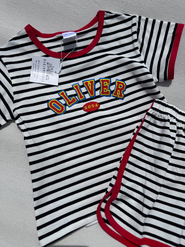 Varsity arch striped summer set Red and black