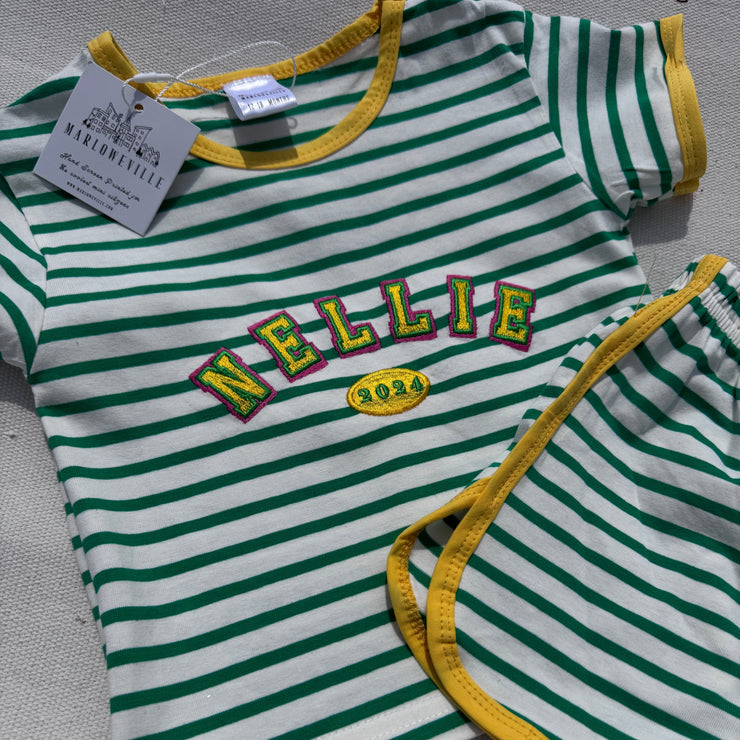 Varsity arch striped summer set yellow and green