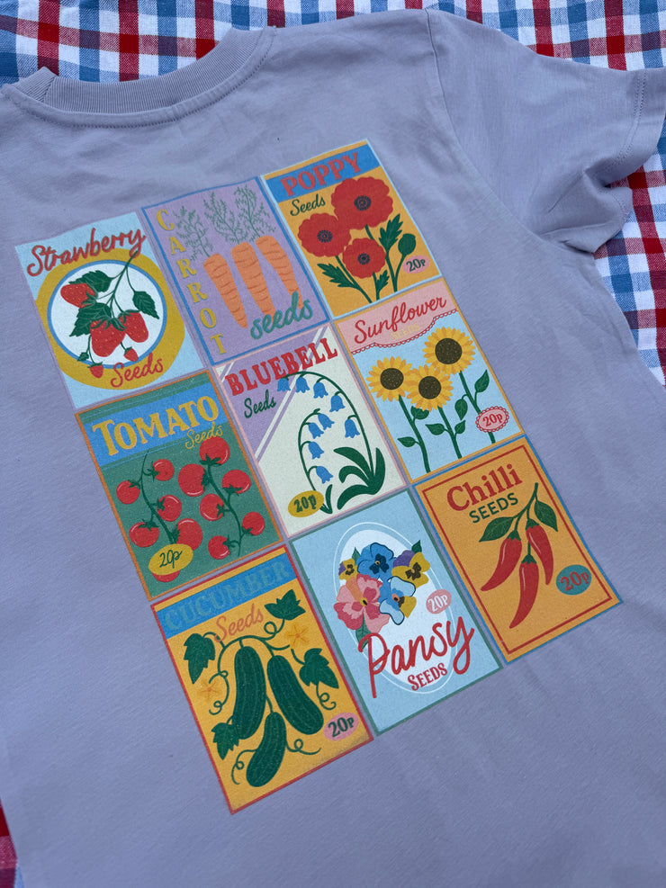 Sow much to love seed packet organic tee adults & kids