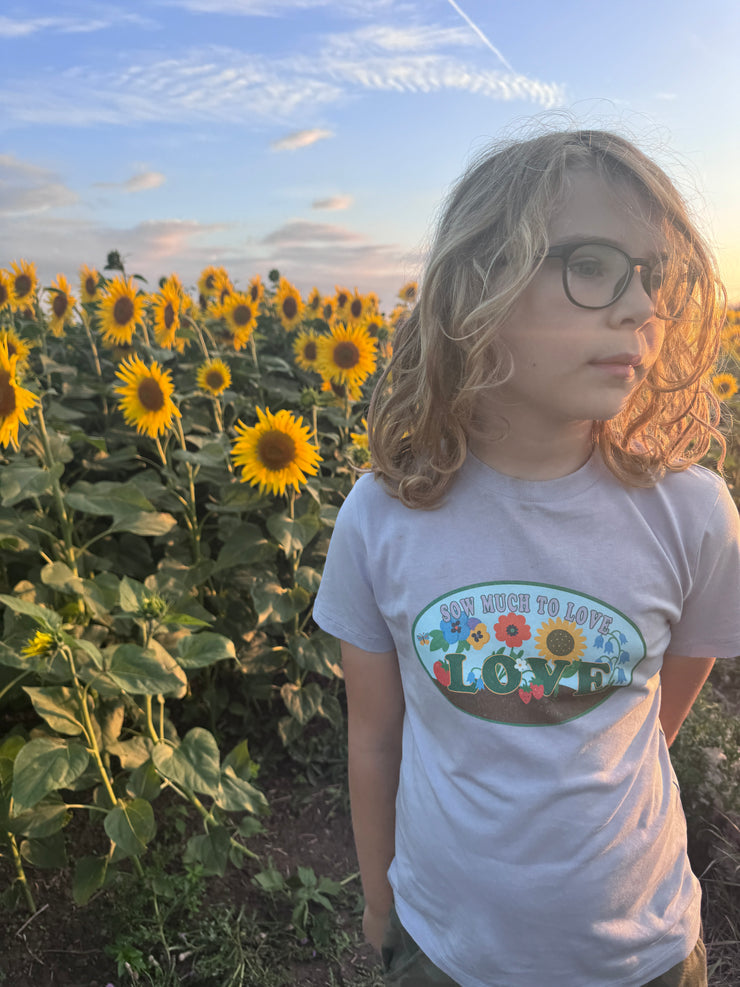 Sow much to love seed packet organic tee adults & kids