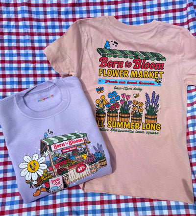 Born to bloom flower market organic kids tee